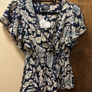 Navy Floral Women's Top
